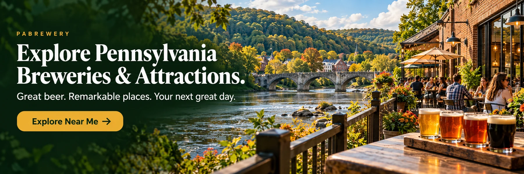 Explore Pennsylvania Breweries & Attractions. Great beer. Remarkable places. Your next great day. Explore Near Me